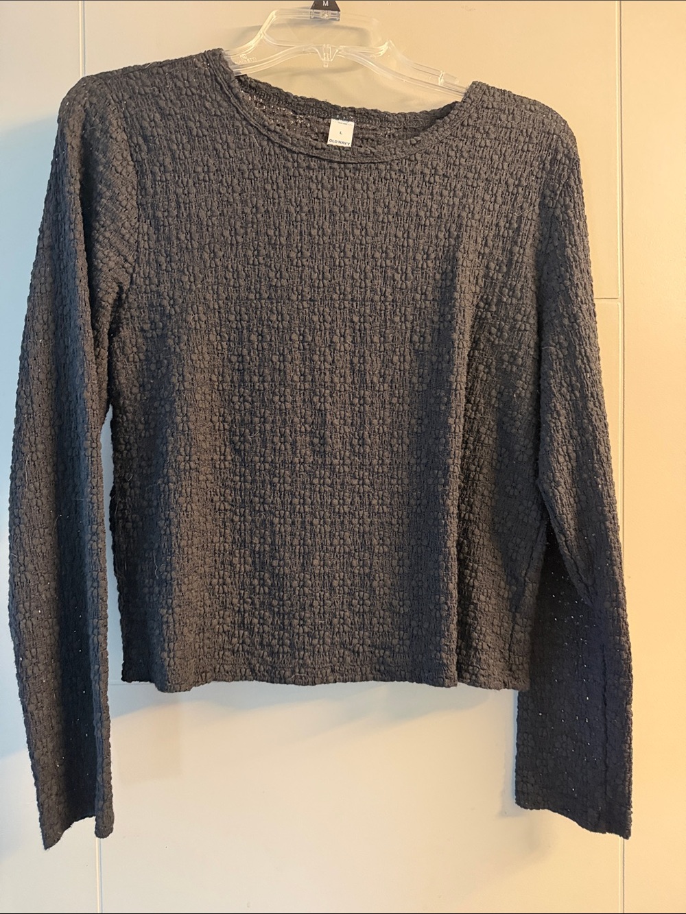 Old Navy Charcoal Textured Long-Sleeve Crew Tee